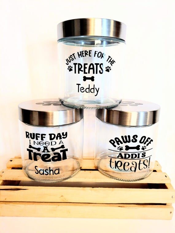 Customized Dog Treat Jar, Personalized Pet Gi...