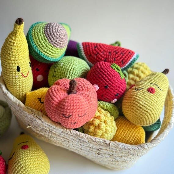 Baby Rattle, Crochet Fruits & Veggies Rattle ...