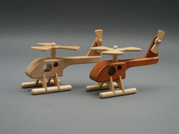Handmade Wooden Toy Helicopter: Maple or Waln...