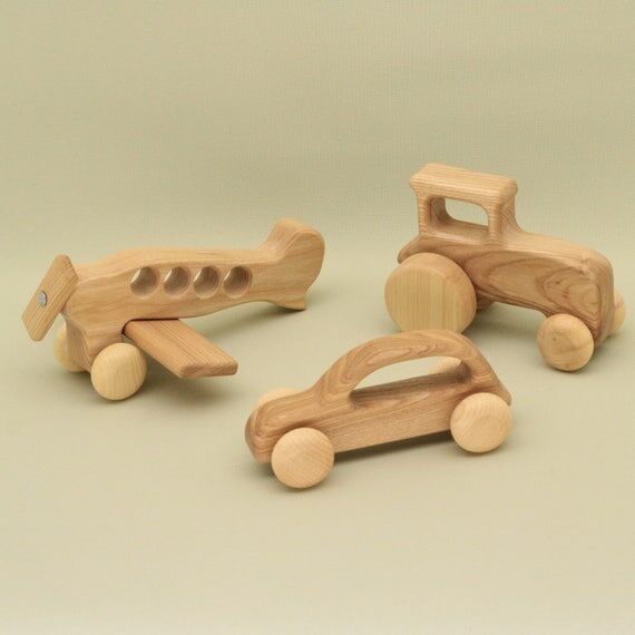 Handmade Organic Wooden Vehicle Set: Ash Wood...