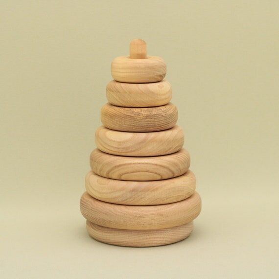 Handmade Wooden Stacking Rings: Montessori Ba...
