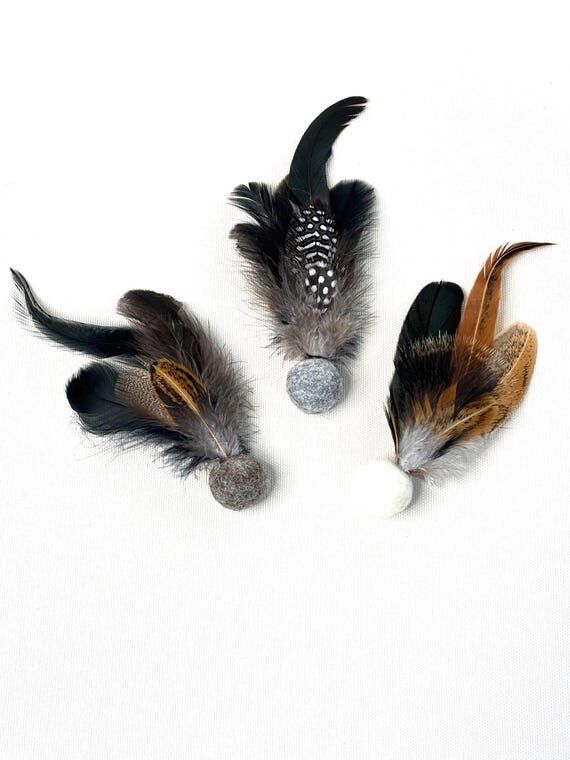 Feather Tweety Wool Felted Puff Cat Toys | To...