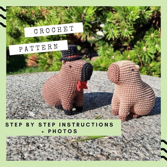 Sitting Capybara Crochet Pattern: Amigurumi R...