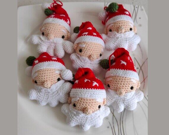 Handmade Crochet Santa Ornament: Cotton Chris...