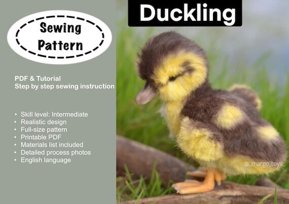 Plush Duckling Sewing Pattern, Realistic Stuf...