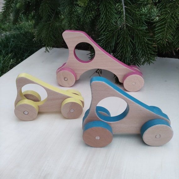 Handmade Beech Wood Car Toy Set, Eco-Friendly...