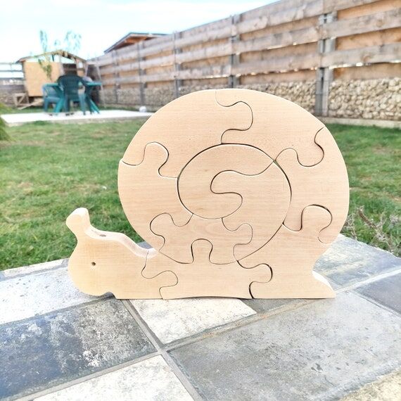 Handmade Wooden Snail Puzzle Toddler Toy With...