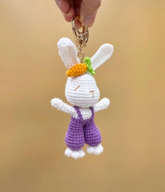 Bunny Keychain, Crochet Rabbit Amigurumi, Rab...