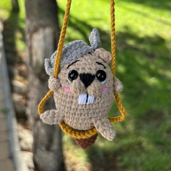 Crochet Beaver Car Charm: Handmade Amigurumi ...