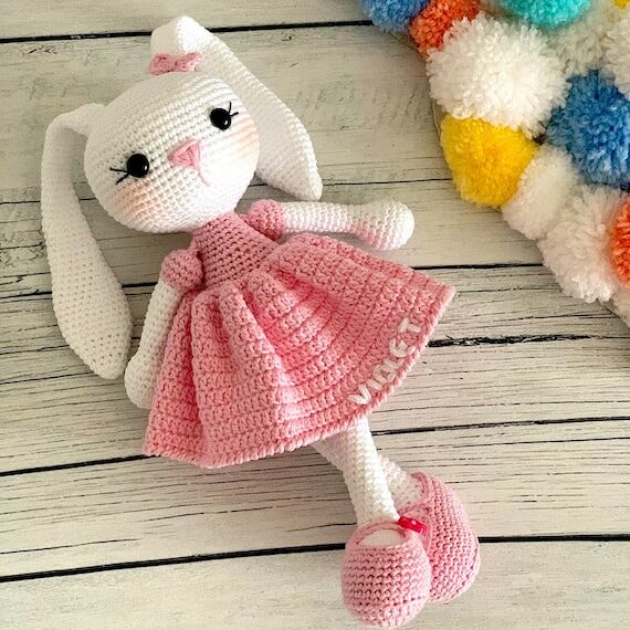 Personalized Crochet Bunny Doll, Customized R...