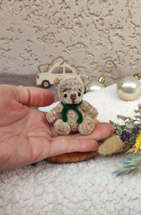 Plush teddy bear mini toy. Keychain miniature...