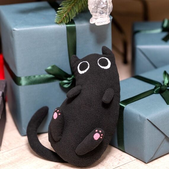 Black Cat Plushie Toy - Handmade Soft Toy, Ca...