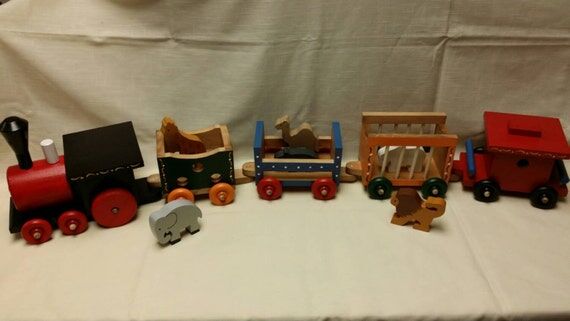 Wooden Circus Train with Animals...