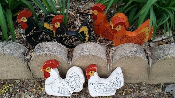 Wooden Hen & Rooster Set of 2...