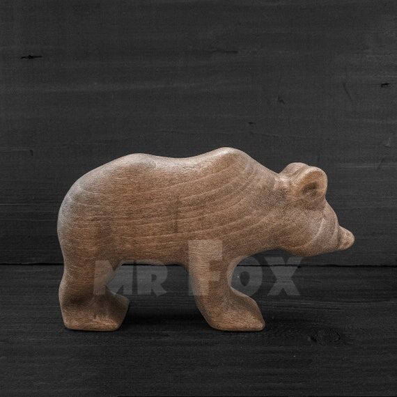 Handmade Wooden Bear Figurine - Wooden Animal...