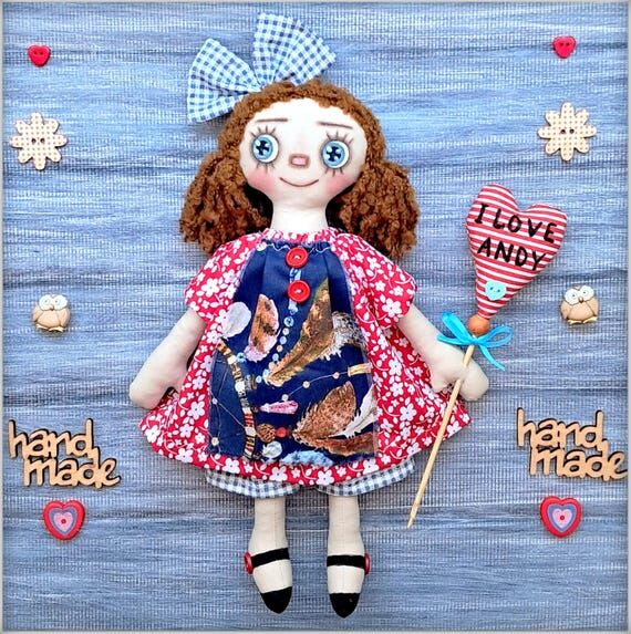 Rag doll Annie fabric soft doll Primitive Rag...