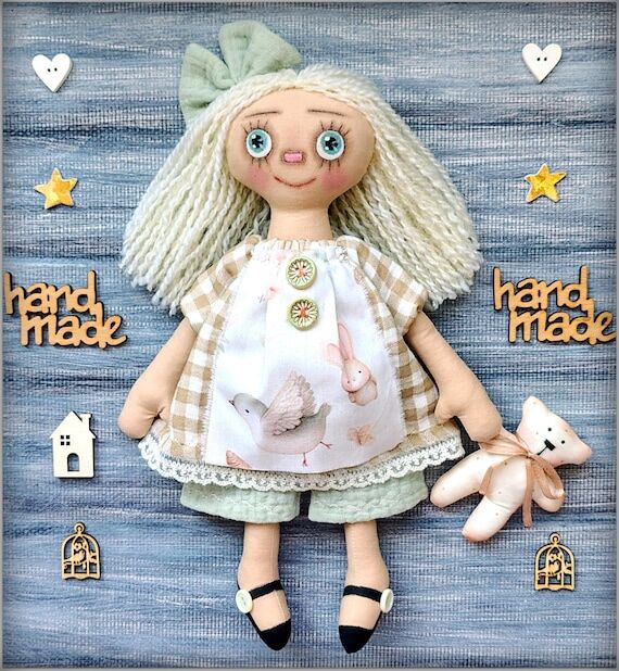 Raggedy Doll Amanda,cloth doll ,Primitive fab...