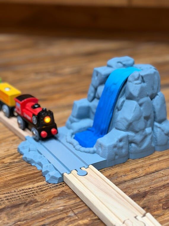 Rocky Pass Waterfall Train Track | Wooden Rai...
