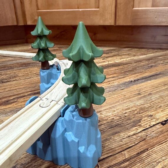 Wooden Train Track Tree Risers | Mountain Tra...