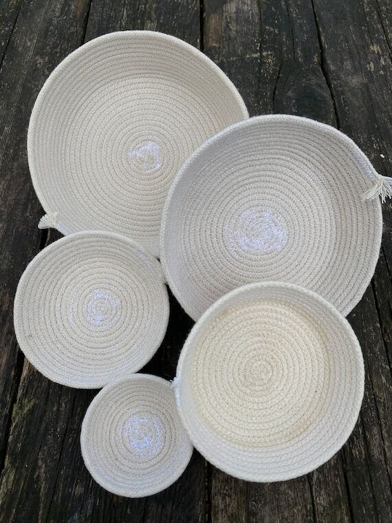 Handmade Cotton Rope Basket, tray, basket, ho...