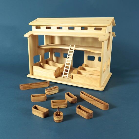Wooden Barn for Farm Animals Waldorf Toys | H...