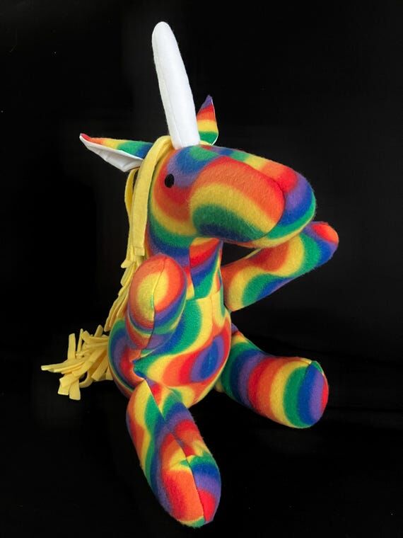 Original Design Rainbow and Yellow Plush Unic...