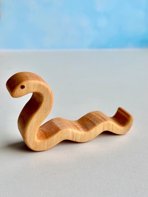 Wooden Snake Figurine: 2025 New Year Ornament...