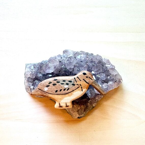 woodcock bird wooden figurine, wood toy anima...