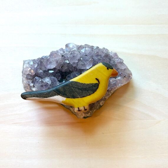 goldfinch miniature wooden figurine. wooden t...