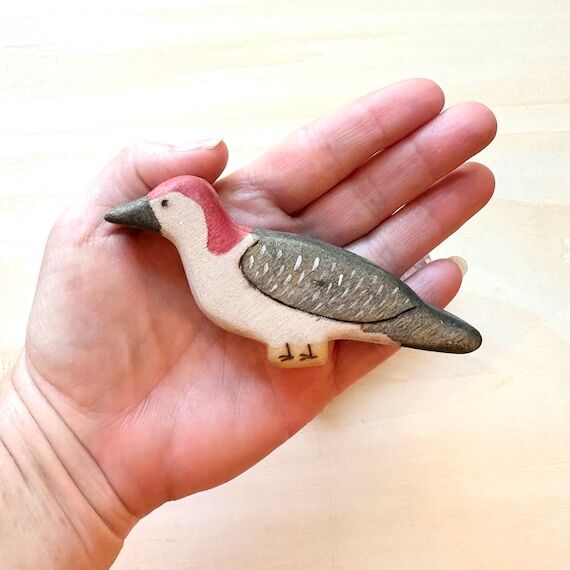 miniature woodpecker wooden figurine, wood an...