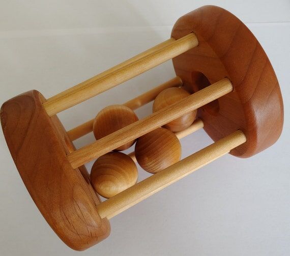 Natural Wooden Baby Rattle - Floor Toy for Ba...