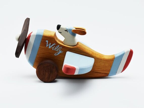 Personalized Wooden Airplane Toy: Handmade Al...