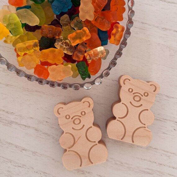 Handmade Wooden Teddy Bears Set, Toddler Toy...