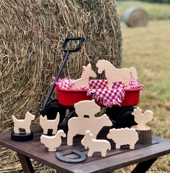 Maple Wood Farm Animal Toys: Montessori Stack...