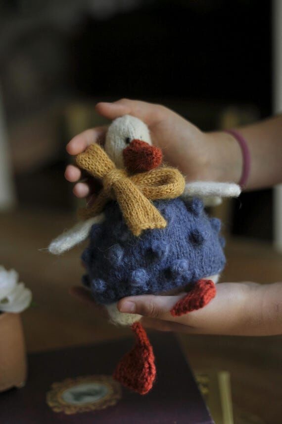 Knit Goose Stuffed Goose Toy Handknitted Kids...