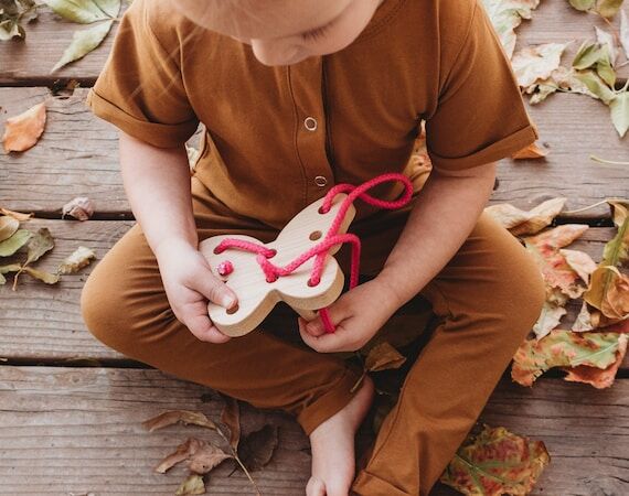 Wood Butterfly Toy, Wooden Lacing Card, Child...