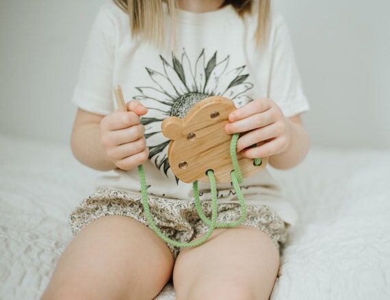 Wooden Acorn Lacing Card, Toddler Gift, Fine ...