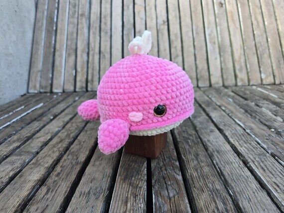 Handmade Crocheted Whale Plush Toy, Soft Yarn...