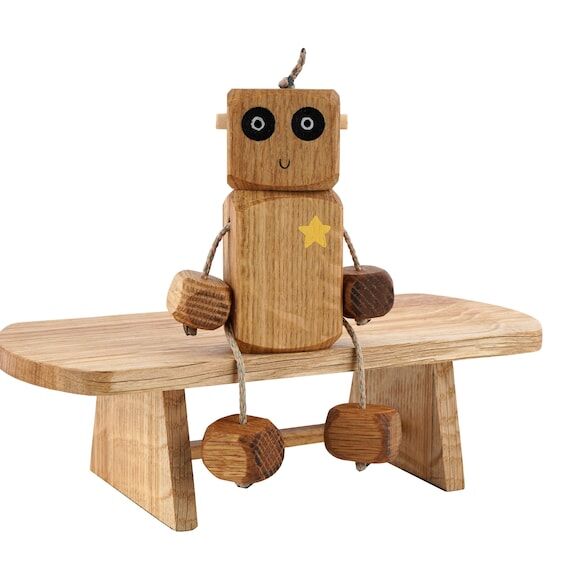 Star Chest Ned in Oak | Handmade Wooden Robot...