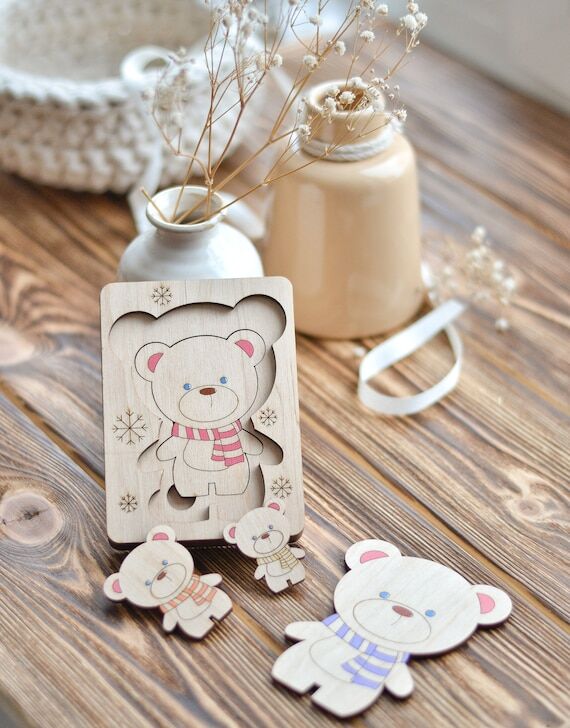Wooden counting puzzle Montessori wooden puzz...