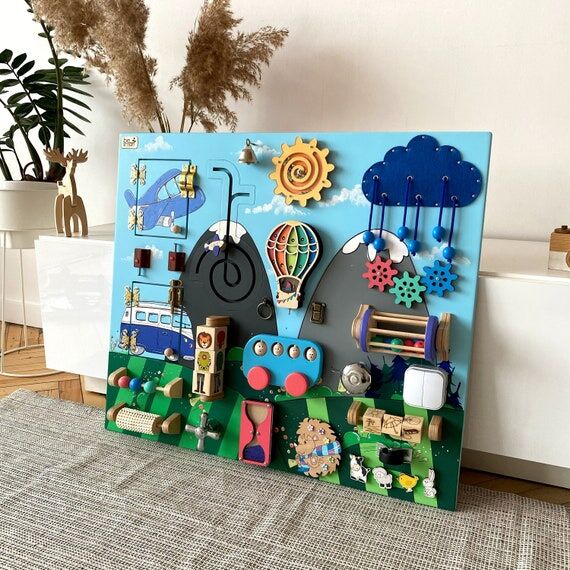 Toddler busy board of bright colors 50x60 cm ...