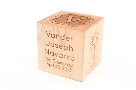Personalized First Communion Wood Block – K...