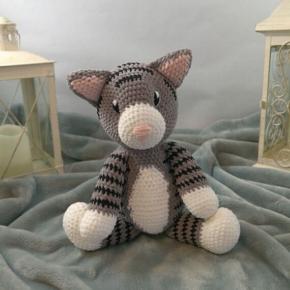 Crochet Tabby Cat Plushie - Handmade Stuffed ...