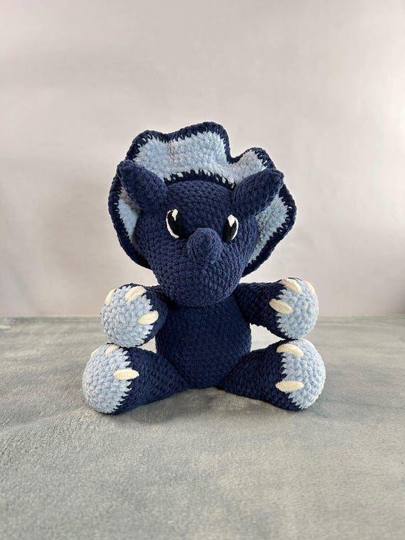 Crochet Triceratops Plushie - Handmade Baby S...