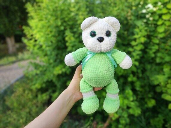 Knitted plush teddy bear | Handmade stuffed b...