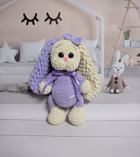 Easter bunny toy | Knitted handmade plush bun...