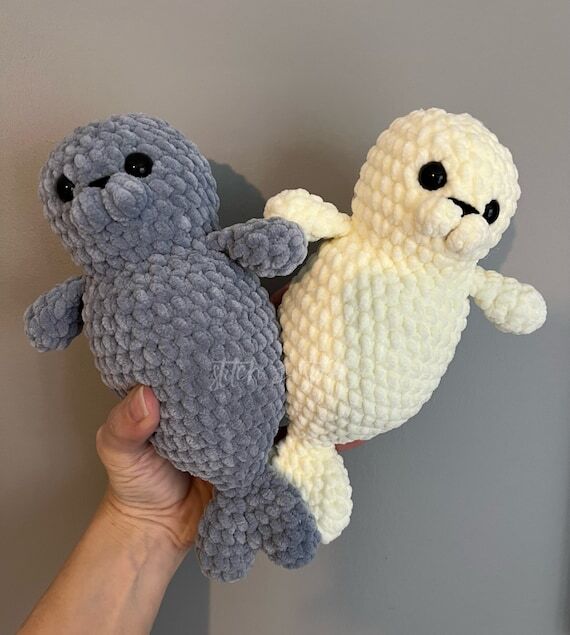 Super soft handmade crochet seal soft toy plu...