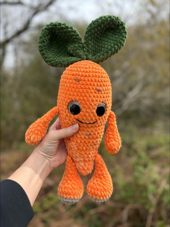 Super soft handmade large crochet carrot soft...