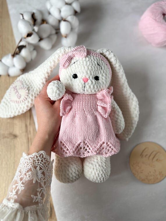 Personalized Bunny with Name, Crochet Bunny i...