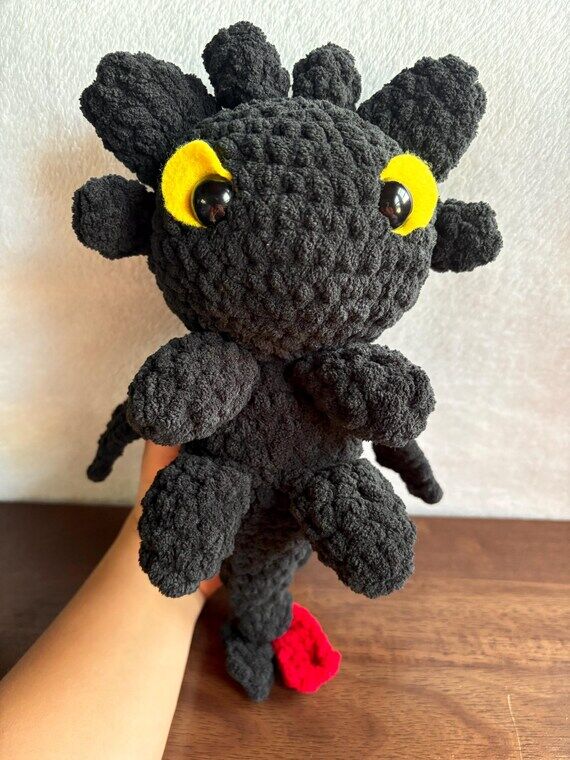 Crochet Dragon Plush – Black Night Fury Ami...